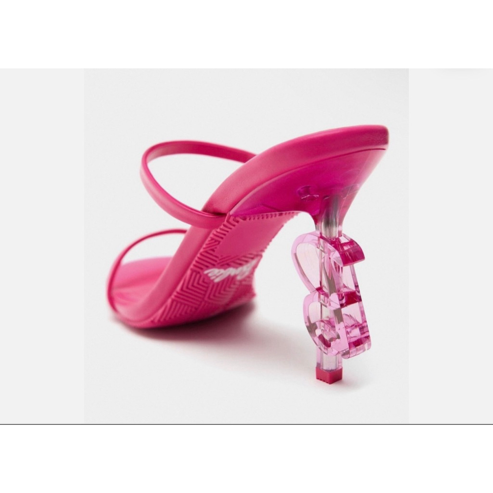 Zara Barbie Heeled Leather Sandals Size 6.5 US 37 EU Limited Edition - Picture 3 of 5